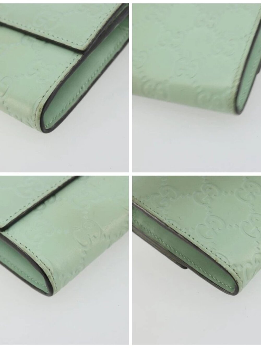 GUCCI GG Canvas Guccissima Long Wallet Leather Green Gold 548055 Auth bs35079A - Picture 16 of 16